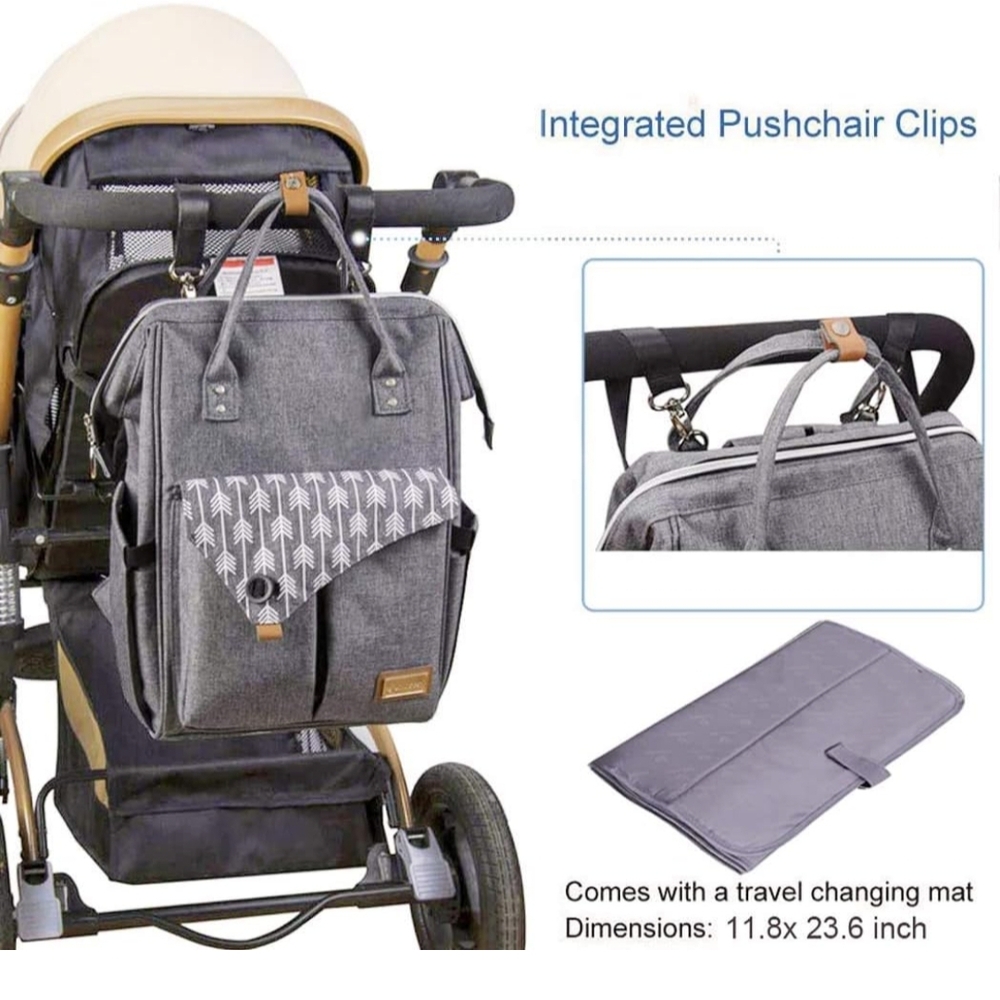 Gray Backpack With Patterned Flap - image 2